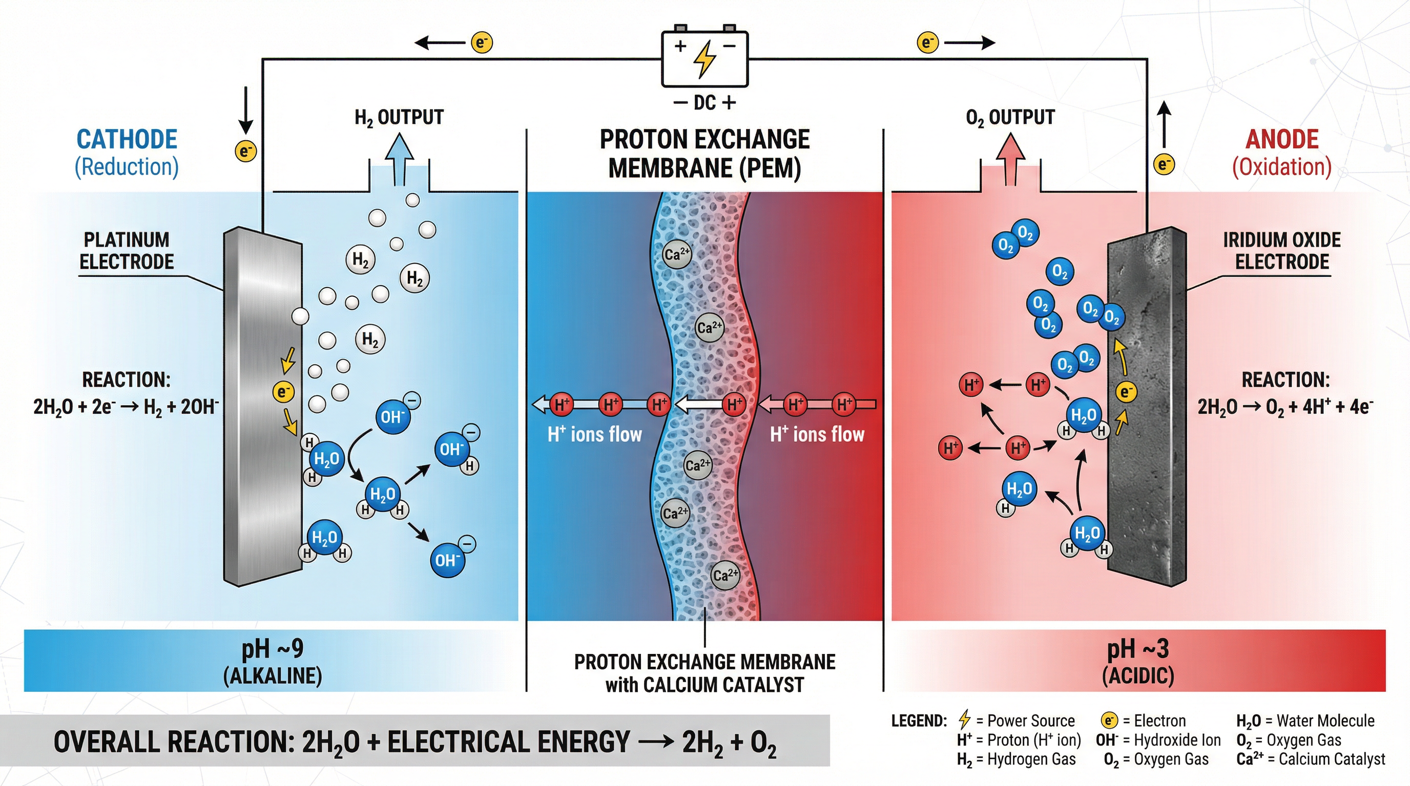 PEM Electrolysis Process Infographic